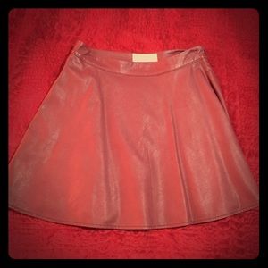 Red leather mini skirt